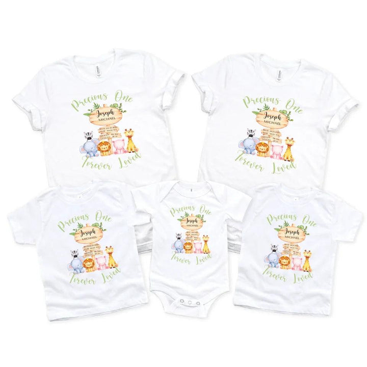 Custom Cute Safari Animals Baby Announcement T-Shirt - ART-TSH052 - ARTFULANE