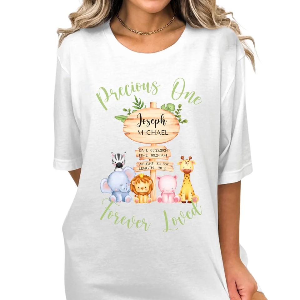 Custom Cute Safari Animals Baby Announcement T-Shirt - ART-TSH052 - ARTFULANE