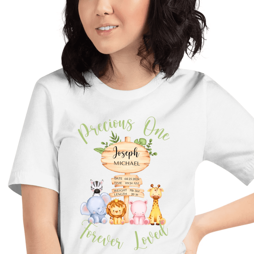 Custom Cute Safari Animals Baby Announcement T-Shirt - ART-TSH052 - ARTFULANE