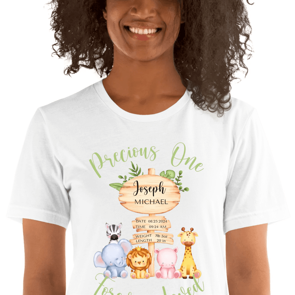 Custom Cute Safari Animals Baby Announcement T-Shirt - ART-TSH052 - ARTFULANE