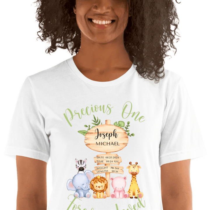 Custom Cute Safari Animals Baby Announcement T-Shirt - ART-TSH052 - ARTFULANE