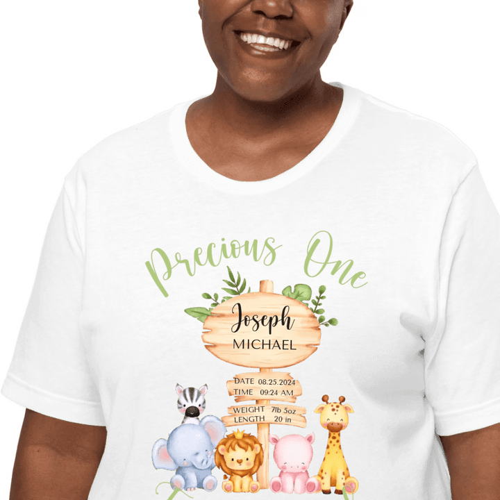 Custom Cute Safari Animals Baby Announcement T-Shirt - ART-TSH052 - ARTFULANE