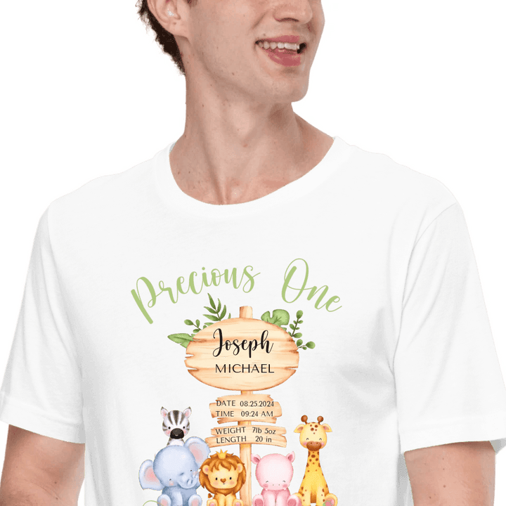 Custom Cute Safari Animals Baby Announcement T-Shirt - ART-TSH052 - ARTFULANE