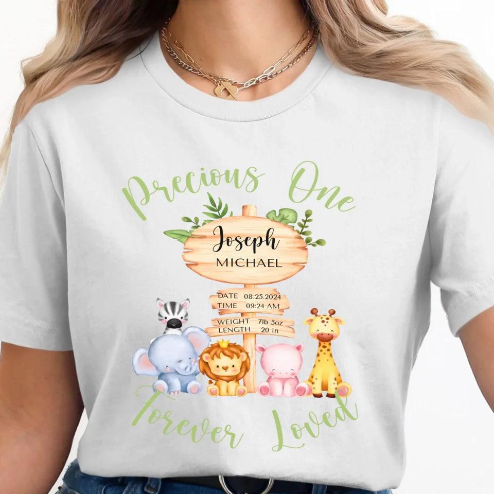 Custom Cute Safari Animals Baby Announcement T-Shirt - ART-TSH052 - ARTFULANE