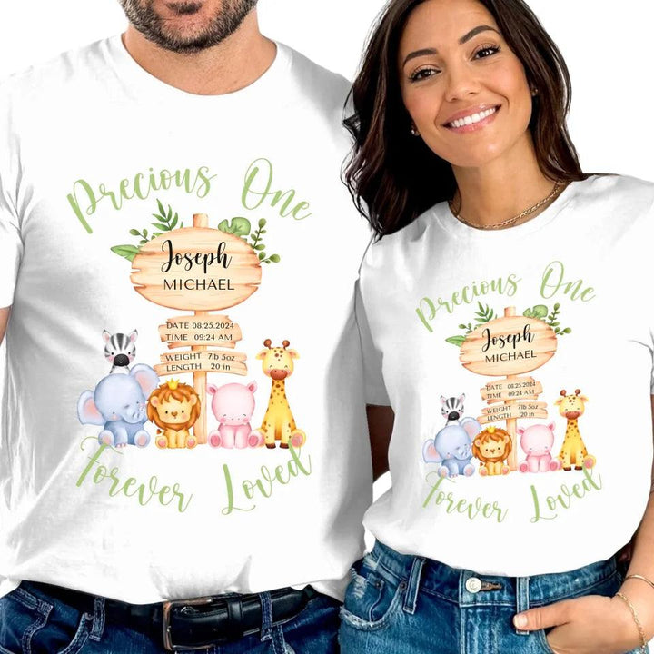 Custom Cute Safari Animals Baby Announcement T-Shirt - ART-TSH052 - ARTFULANE