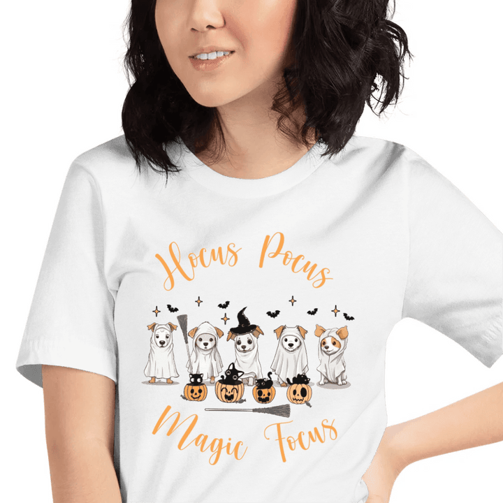 Custom Cute Retro Halloween Ghost Dogs T-Shirt - ART-TSH054 - ARTFULANE