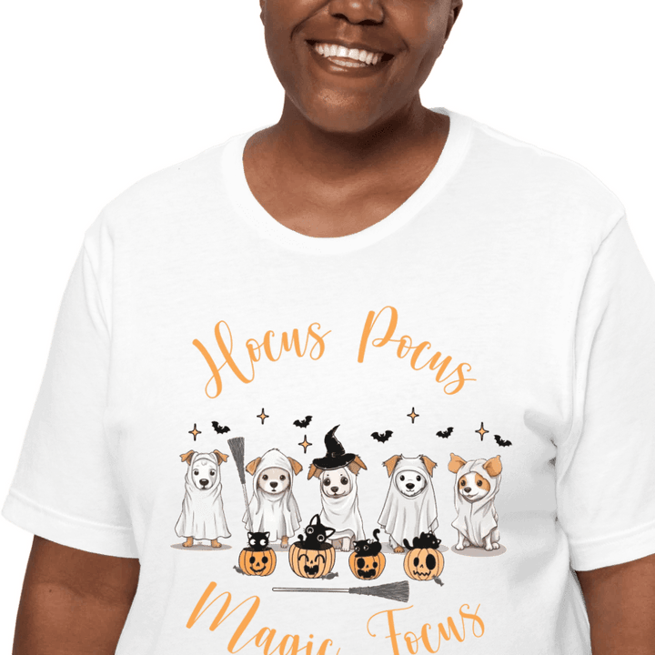 Custom Cute Retro Halloween Ghost Dogs T-Shirt - ART-TSH054 - ARTFULANE