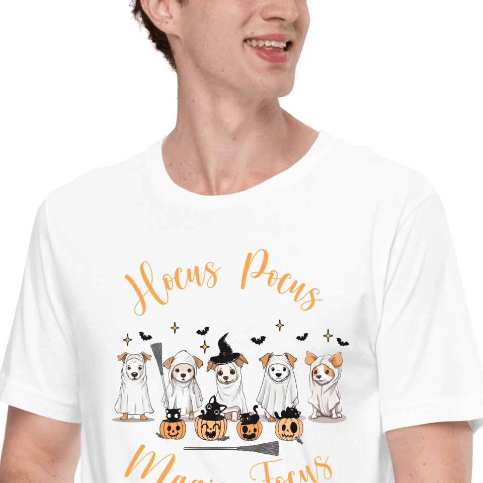 Custom Cute Retro Halloween Ghost Dogs T-Shirt - ART-TSH054 - ARTFULANE