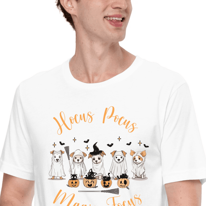 Custom Cute Retro Halloween Ghost Dogs T-Shirt - ART-TSH054 - ARTFULANE