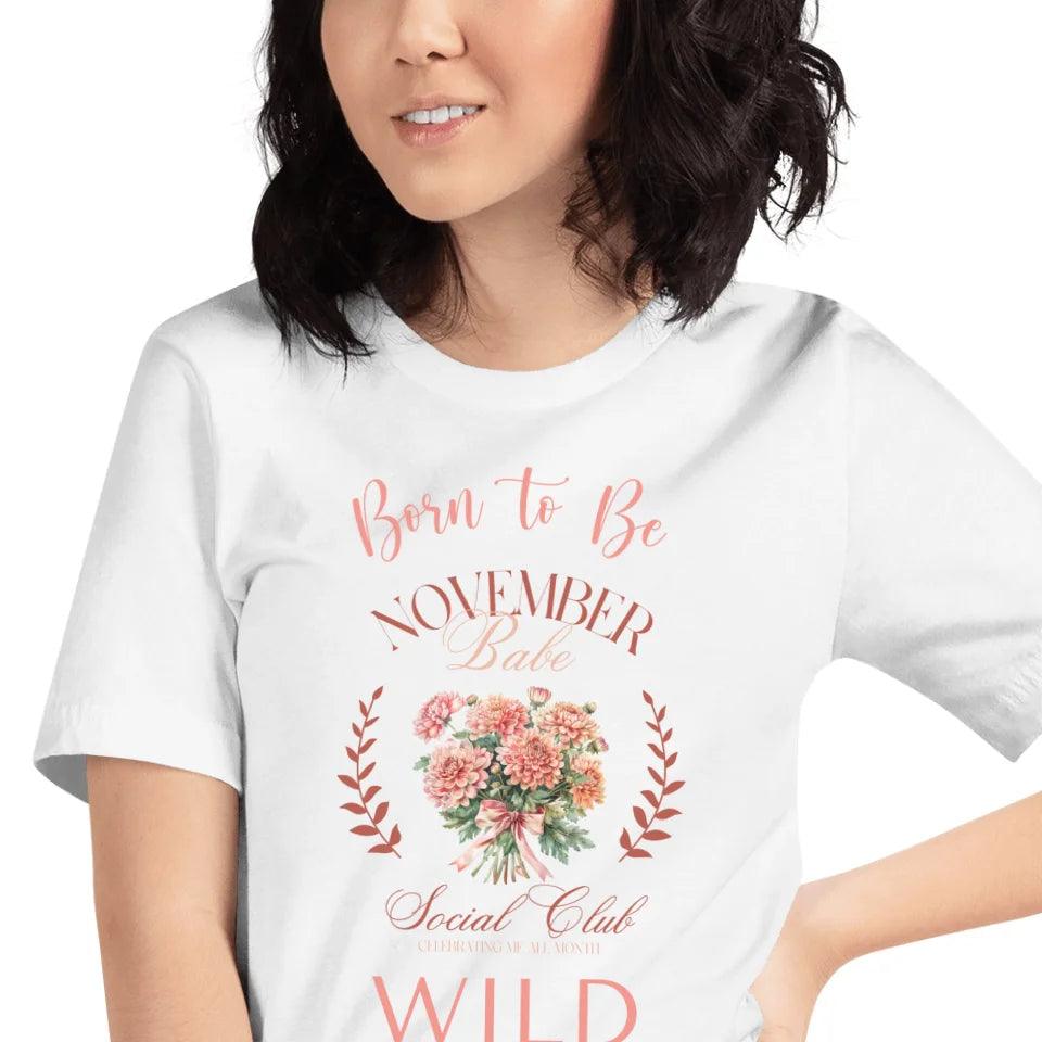 Custom Birth Month Flower Social Club T-Shirt - ART-TSH057 - ARTFULANE