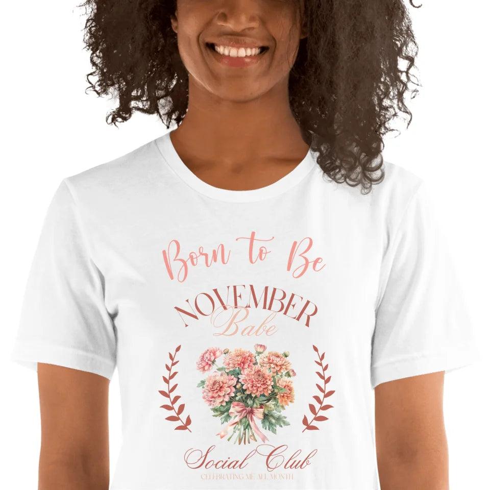 Custom Birth Month Flower Social Club T-Shirt - ART-TSH057 - ARTFULANE