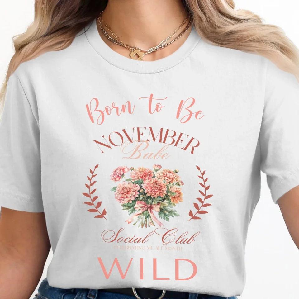 Custom Birth Month Flower Social Club T-Shirt - ART-TSH057 - ARTFULANE