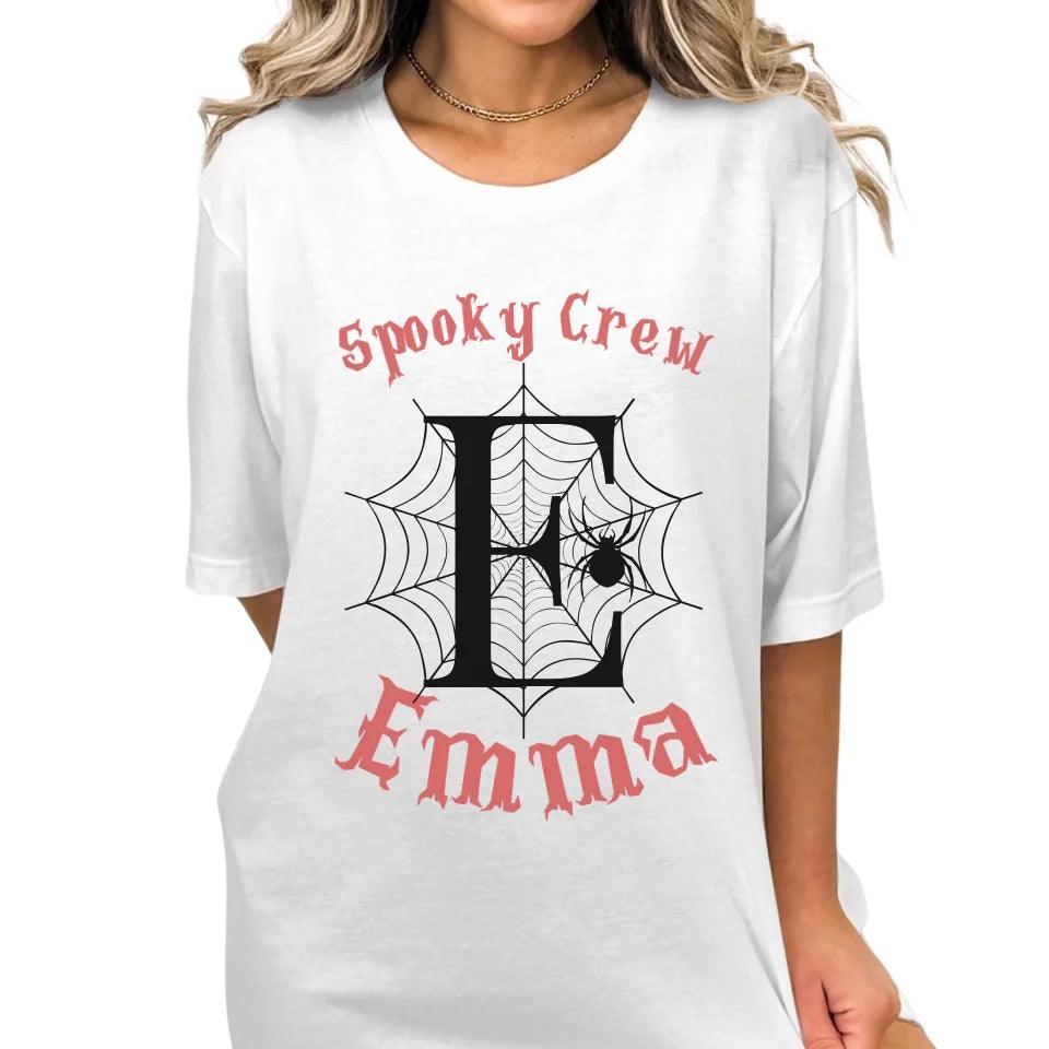 Custom Spooky Spider Web Initial T-Shirt - ART-TSH071 - ARTFULANE