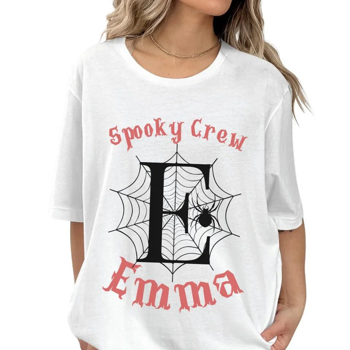 Custom Spooky Spider Web Initial T-Shirt - ART-TSH071 - ARTFULANE