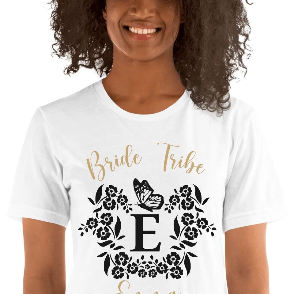 Custom Serif Initial with Flowers & Butterflies T-Shirt - ART-TSH072 - ARTFULANE