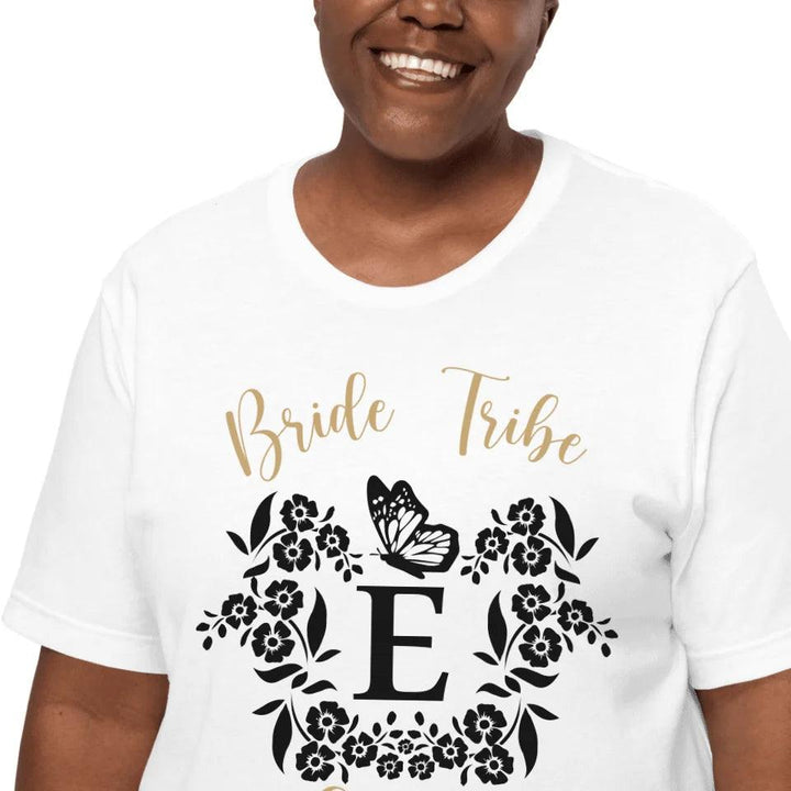 Custom Serif Initial with Flowers & Butterflies T-Shirt - ART-TSH072 - ARTFULANE