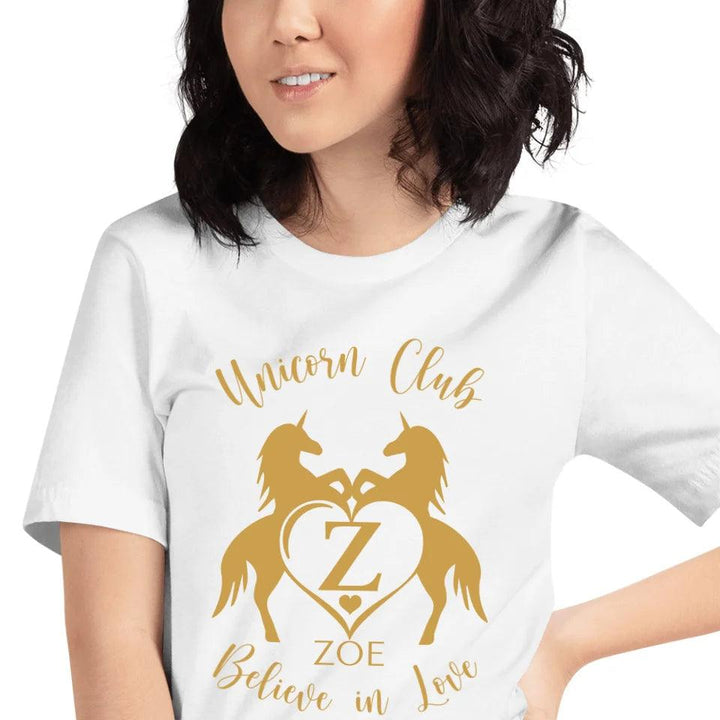 Custom Double Unicorn Heart Initial T-Shirt - ART-TSH074 - ARTFULANE