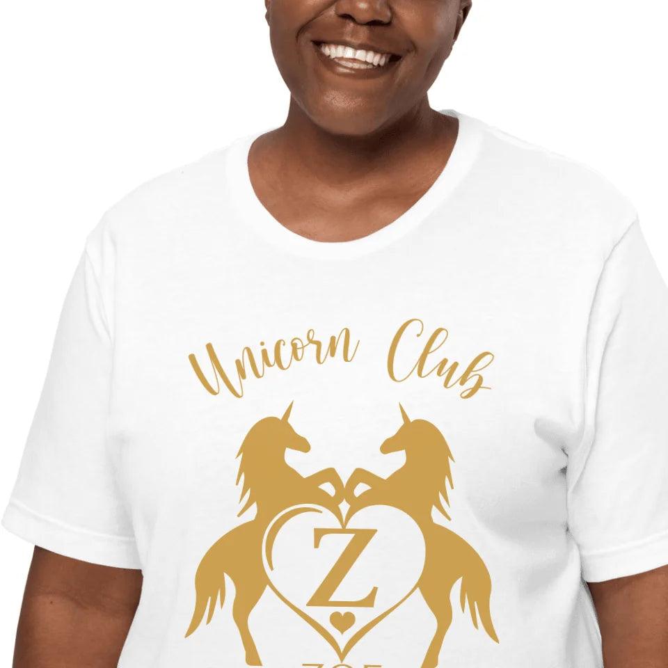 Custom Double Unicorn Heart Initial T-Shirt - ART-TSH074 - ARTFULANE