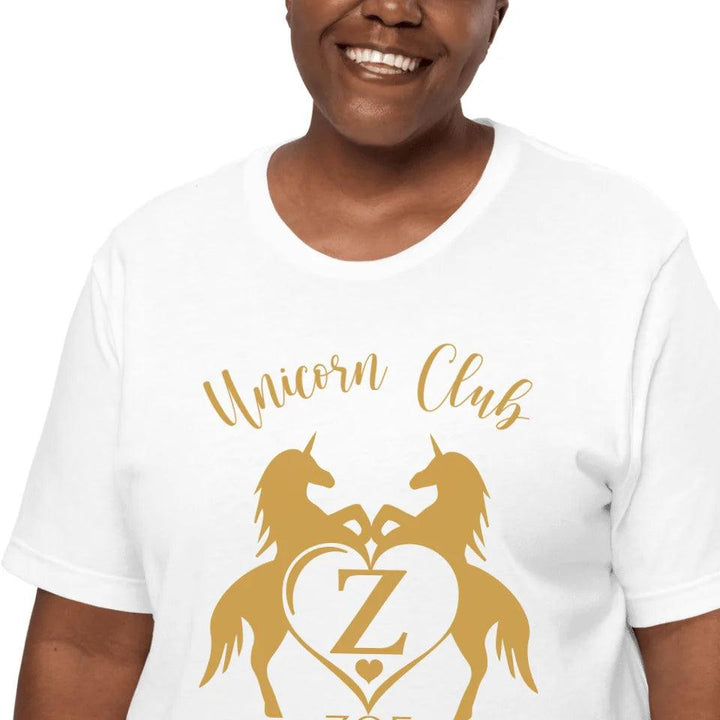 Custom Double Unicorn Heart Initial T-Shirt - ART-TSH074 - ARTFULANE