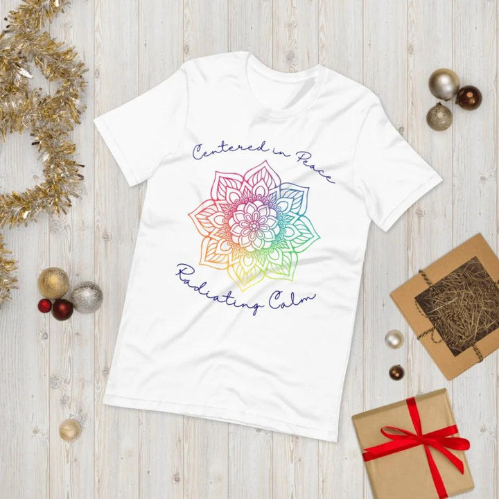 Custom Rainbow and Gold Mandala T-Shirt - ART-TSH106 - ARTFULANE