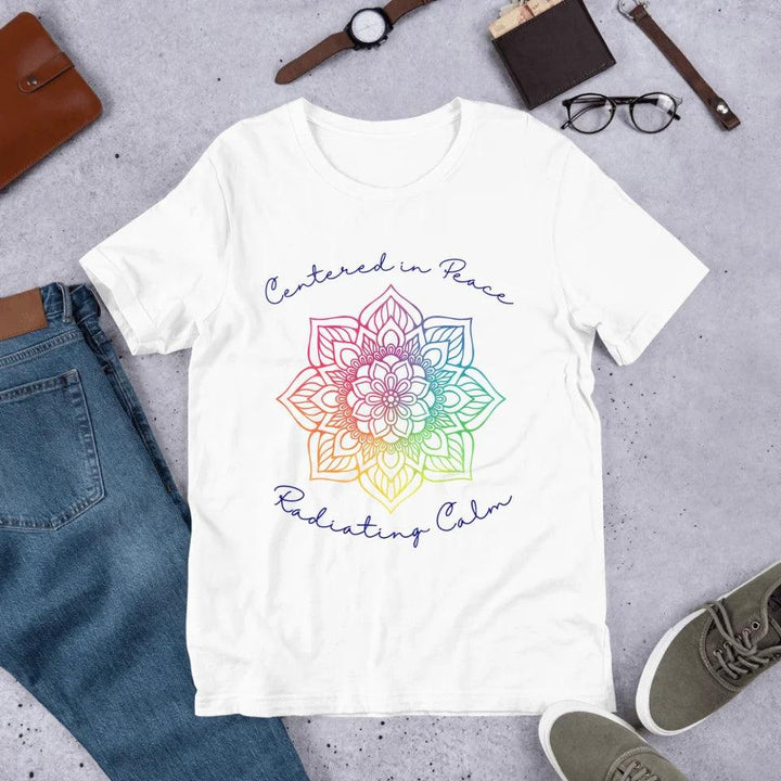 Custom Rainbow and Gold Mandala T-Shirt - ART-TSH106 - ARTFULANE