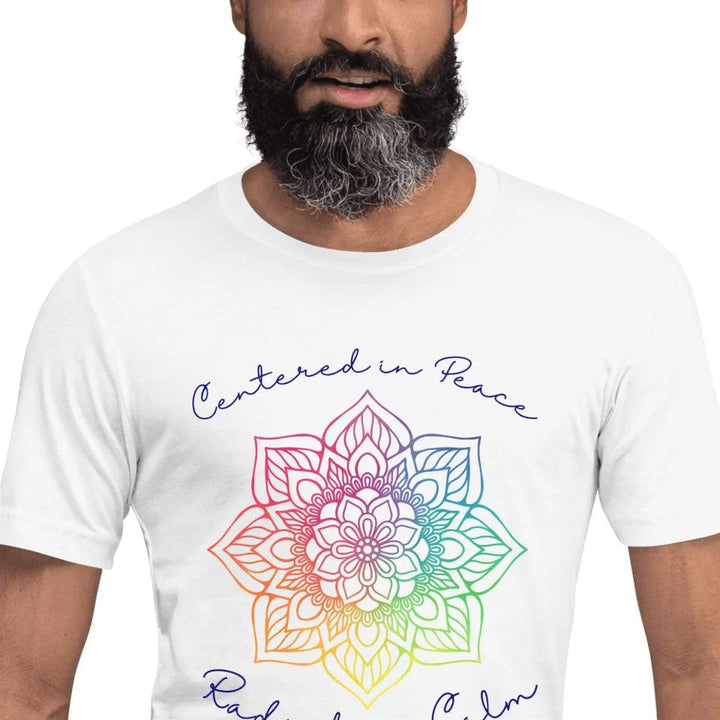 Custom Rainbow and Gold Mandala T-Shirt - ART-TSH106 - ARTFULANE