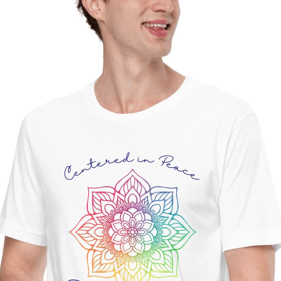 Custom Rainbow and Gold Mandala T-Shirt - ART-TSH106 - ARTFULANE