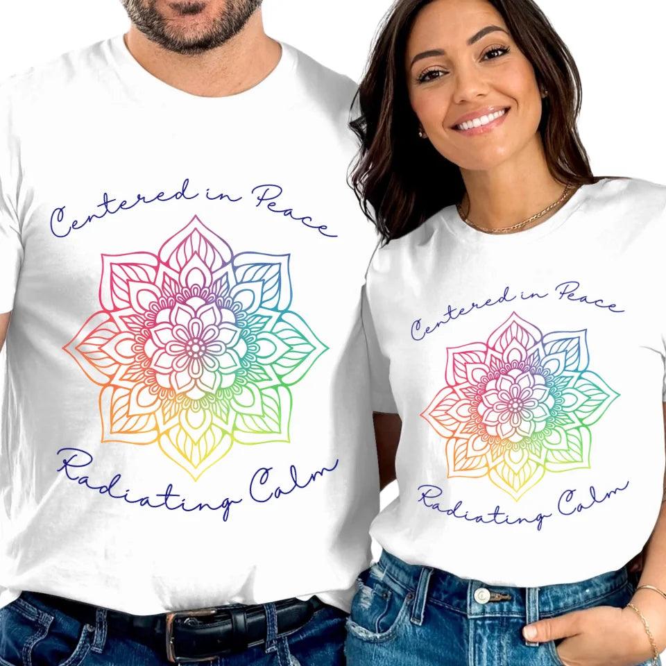 Custom Rainbow and Gold Mandala T-Shirt - ART-TSH106 - ARTFULANE