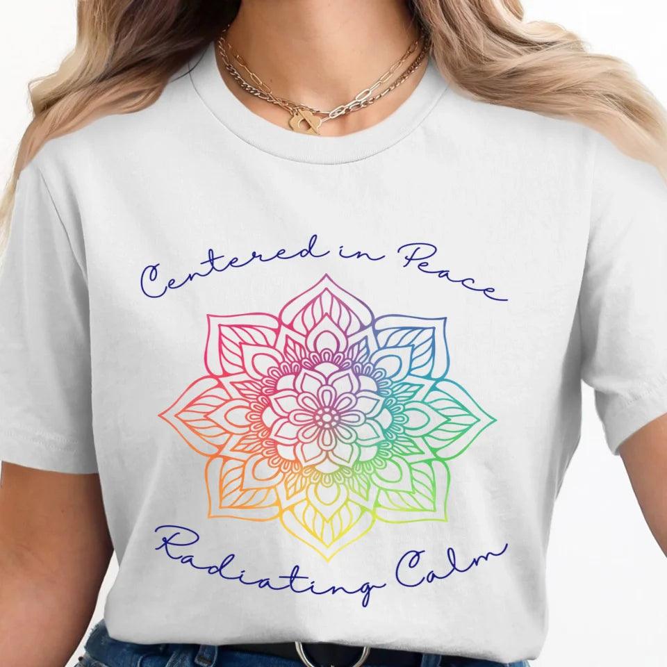 Custom Rainbow and Gold Mandala T-Shirt - ART-TSH106 - ARTFULANE