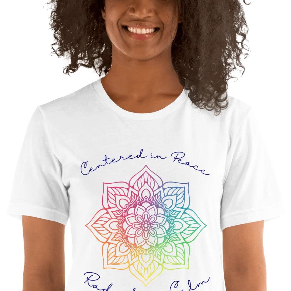 Custom Rainbow and Gold Mandala T-Shirt - ART-TSH106 - ARTFULANE