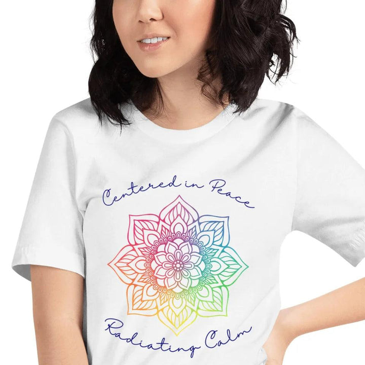 Custom Rainbow and Gold Mandala T-Shirt - ART-TSH106 - ARTFULANE