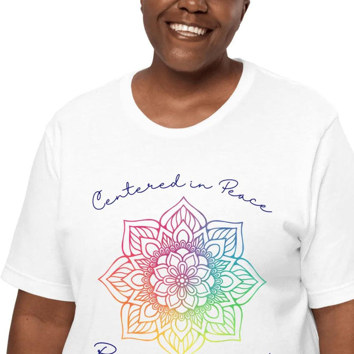 Custom Rainbow and Gold Mandala T-Shirt - ART-TSH106 - ARTFULANE