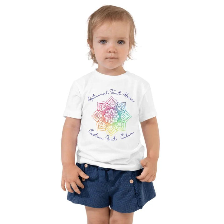 Custom Rainbow and Gold Mandala T-Shirt - ART-TSH106 - ARTFULANE