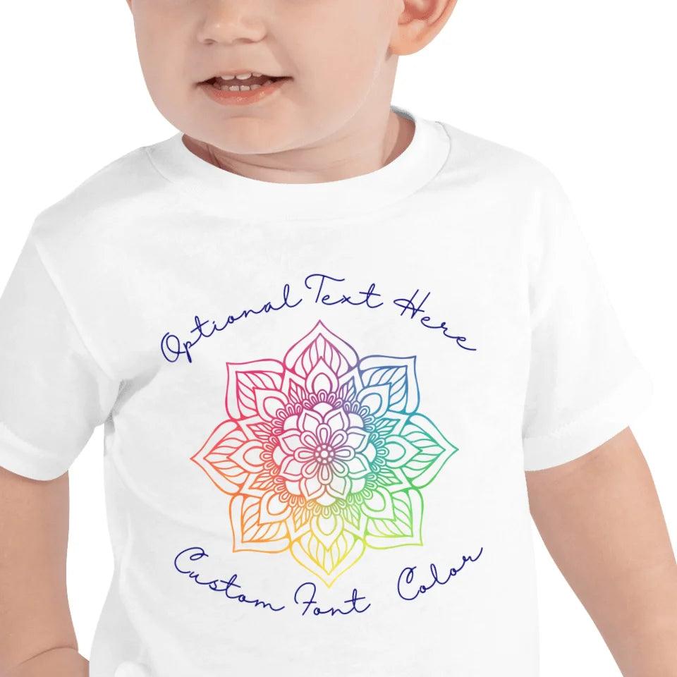 Custom Rainbow and Gold Mandala T-Shirt - ART-TSH106 - ARTFULANE