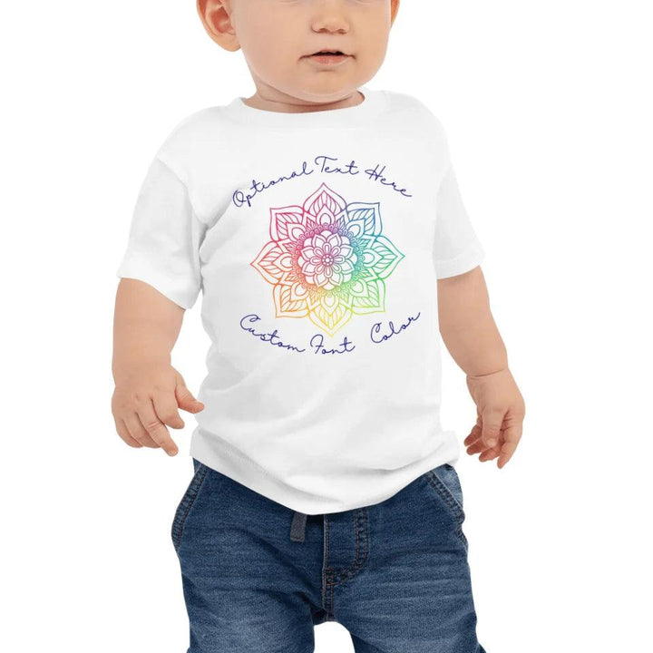 Custom Rainbow and Gold Mandala T-Shirt - ART-TSH106 - ARTFULANE