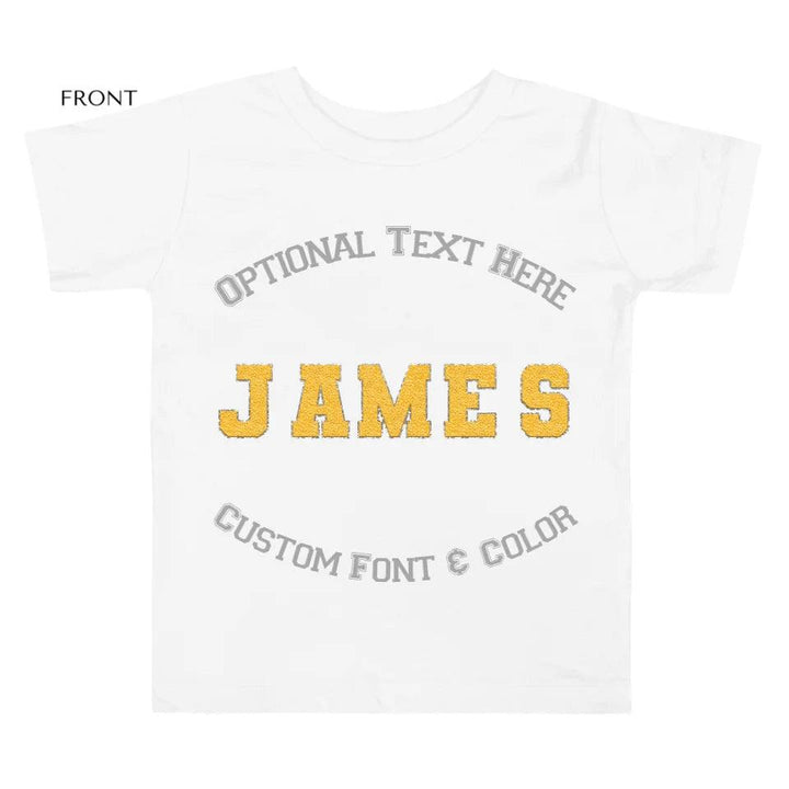 Custom Name Sport Faux Chenille Alphabet T-Shirt - ART-TSH108 - ARTFULANE