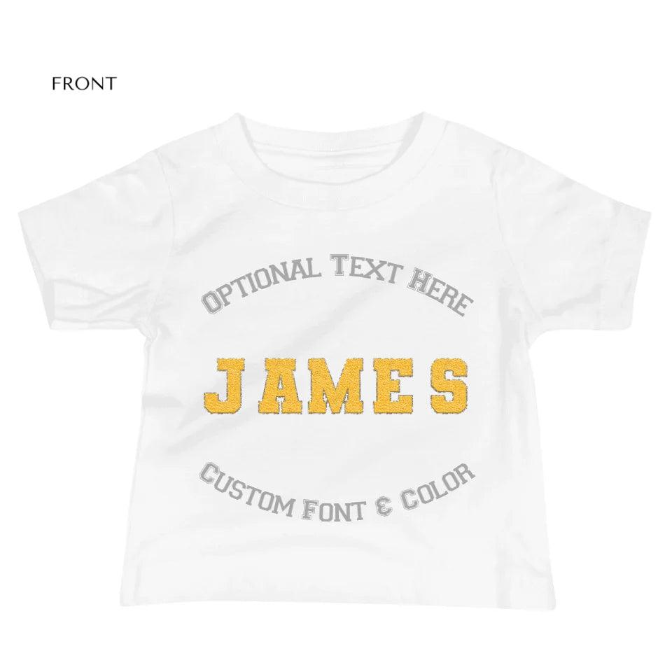 Custom Name Sport Faux Chenille Alphabet T-Shirt - ART-TSH108 - ARTFULANE