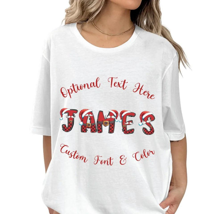 Custom Name Christmas Santa Suit Alphabet T-Shirt - ART-TSH110 - ARTFULANE