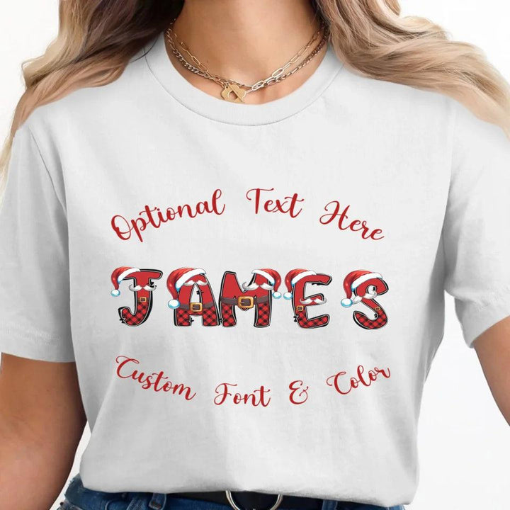 Custom Name Christmas Santa Suit Alphabet T-Shirt - ART-TSH110 - ARTFULANE