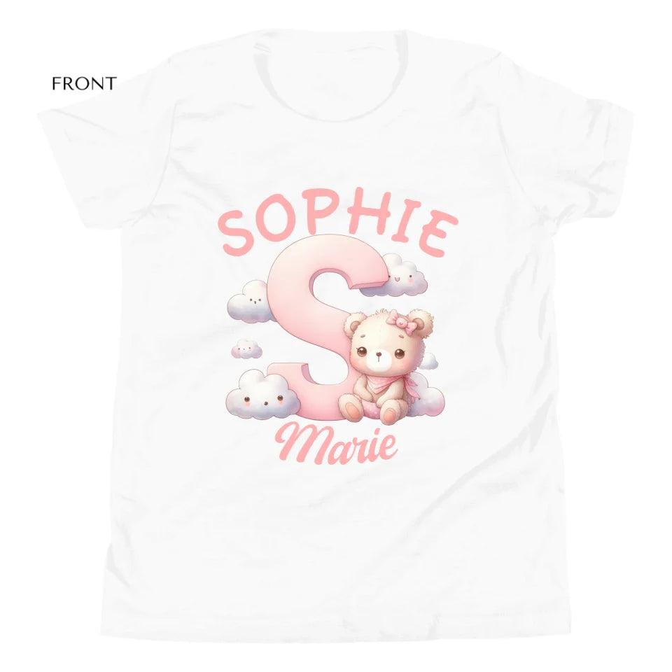 Custom Pink Letters with Cute Clouds and Bear T-Shirt - ART-TSH111 - ARTFULANE