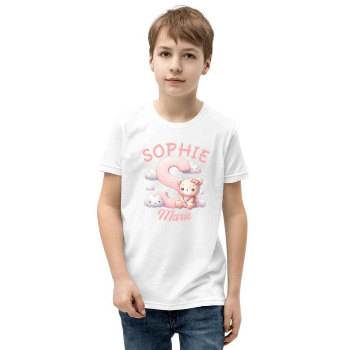 Custom Pink Letters with Cute Clouds and Bear T-Shirt - ART-TSH111 - ARTFULANE