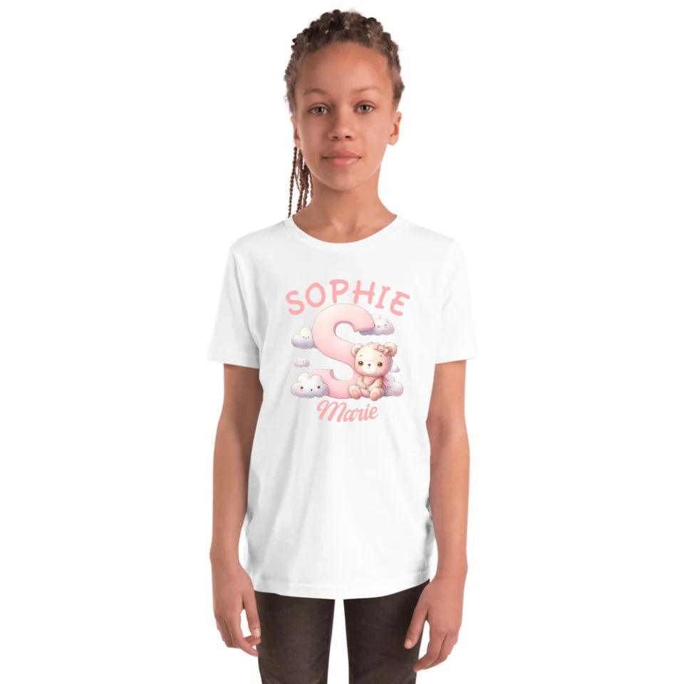 Custom Pink Letters with Cute Clouds and Bear T-Shirt - ART-TSH111 - ARTFULANE