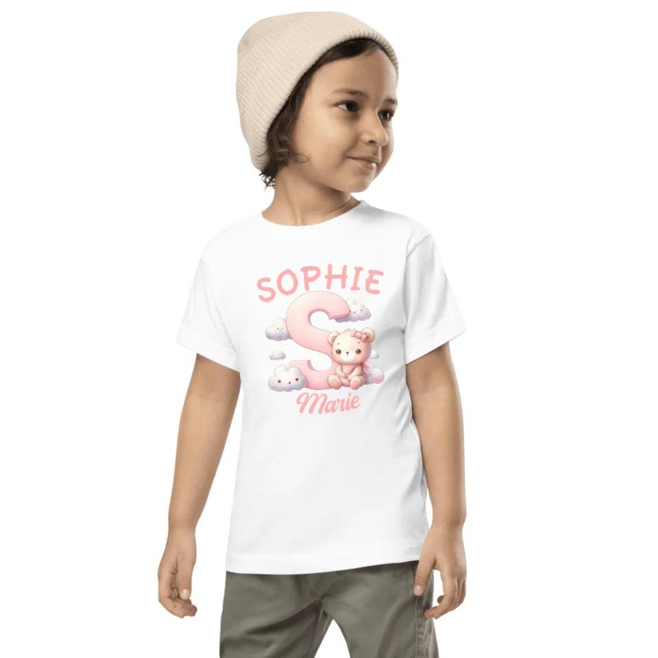 Custom Pink Letters with Cute Clouds and Bear T-Shirt - ART-TSH111 - ARTFULANE