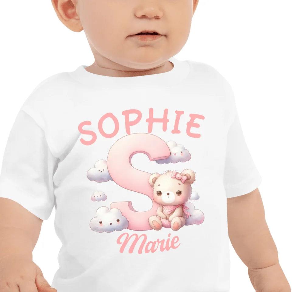 Custom Pink Letters with Cute Clouds and Bear T-Shirt - ART-TSH111 - ARTFULANE