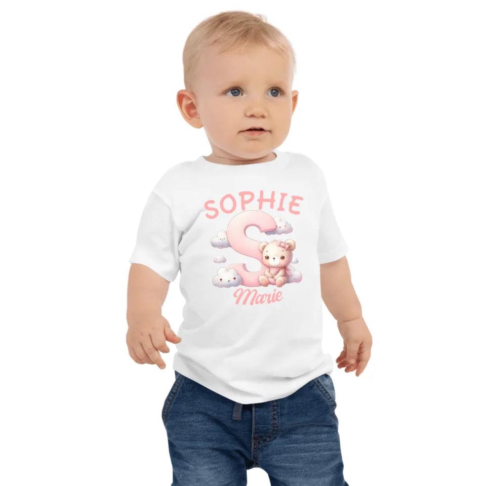 Custom Pink Letters with Cute Clouds and Bear T-Shirt - ART-TSH111 - ARTFULANE