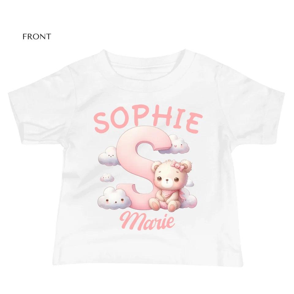 Custom Pink Letters with Cute Clouds and Bear T-Shirt - ART-TSH111 - ARTFULANE