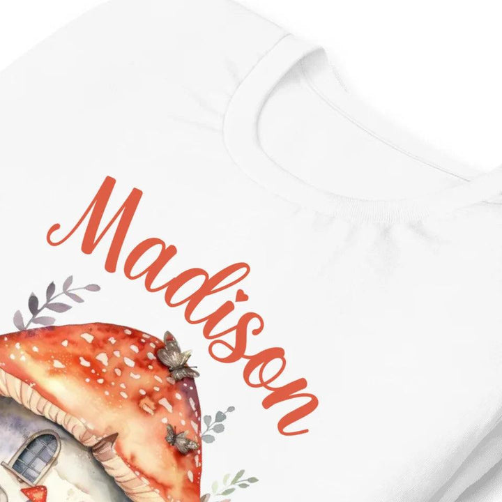 Custom Watercolor Woodland Mushroom Homes T-Shirt - ART-TSH114 - ARTFULANE