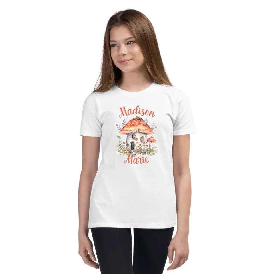 Custom Watercolor Woodland Mushroom Homes T-Shirt - ART-TSH114 - ARTFULANE