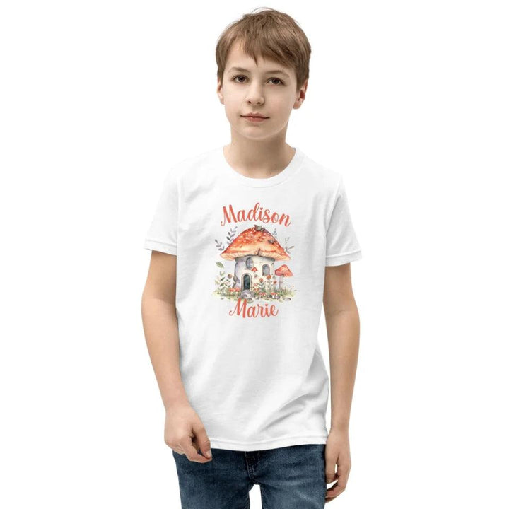 Custom Watercolor Woodland Mushroom Homes T-Shirt - ART-TSH114 - ARTFULANE