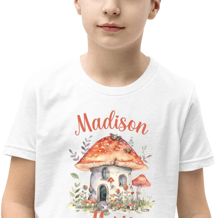 Custom Watercolor Woodland Mushroom Homes T-Shirt - ART-TSH114 - ARTFULANE